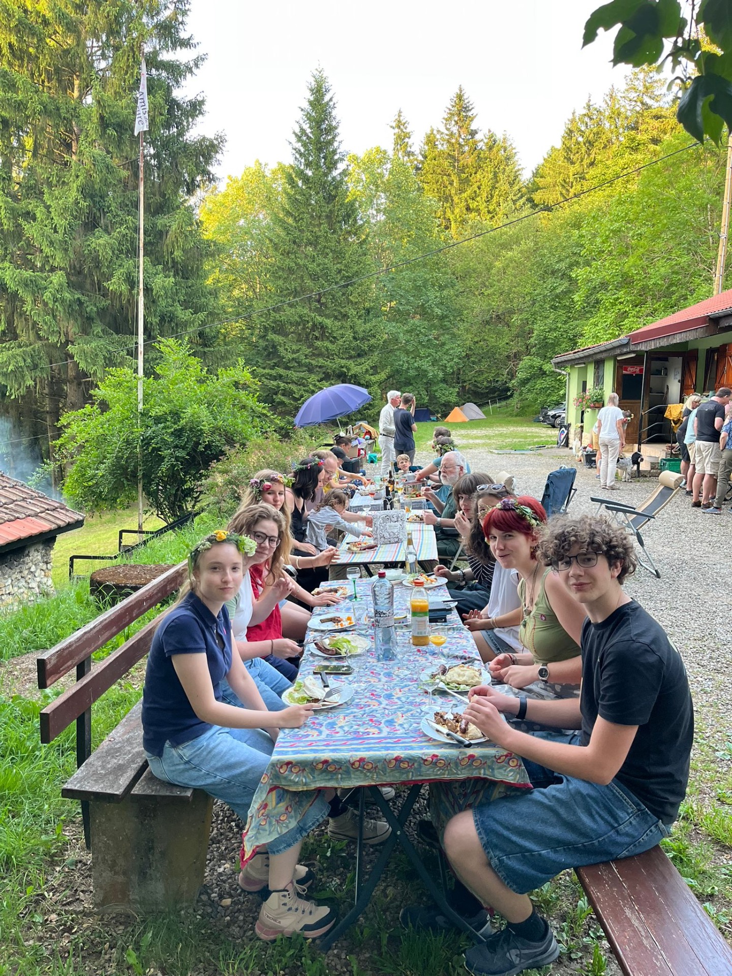 A meal together on a sunny summer evening.